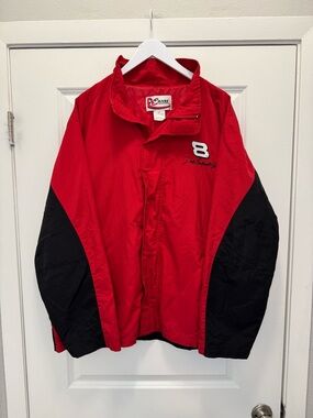 Vintage 90s Chase Authentics Dale Earnhardt Jr Jacket Red NASCAR Budweiser